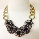 CRYSTAL AND LEATHER BEADING NECKLACE